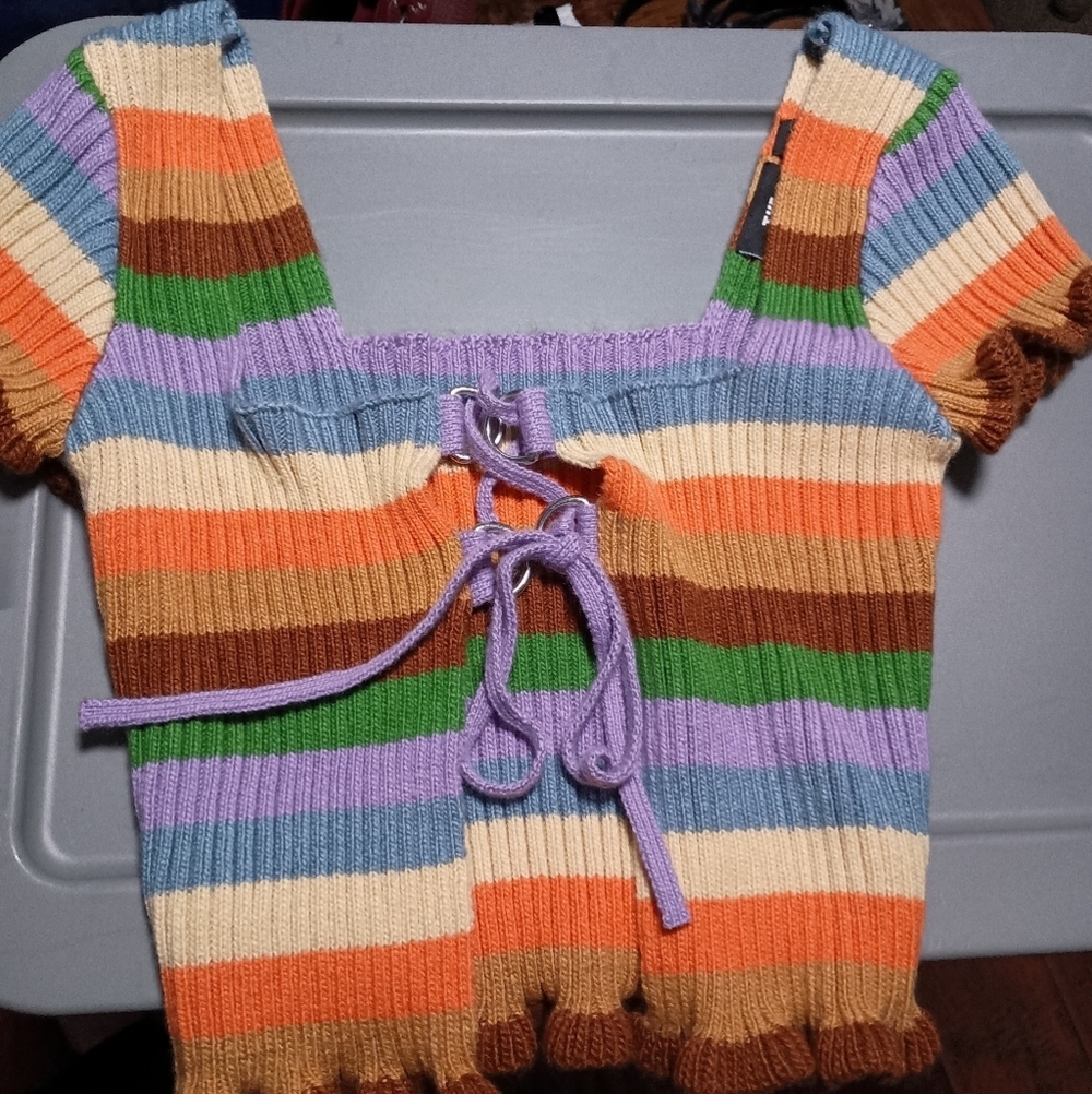 The Ragged Priest Colorful Striped Knit Top_S - Picture 4 of 4
